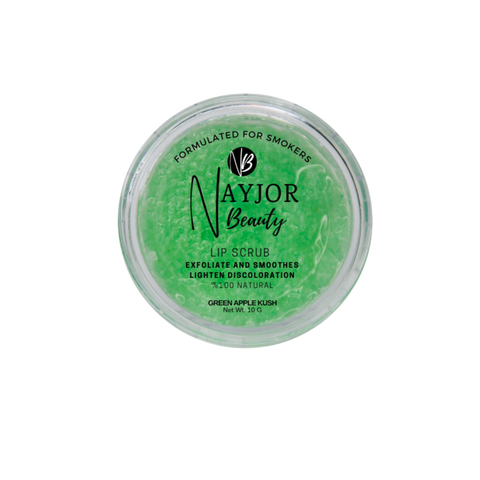 Nayjor Beauty Green Apple Lip Scrub – Exfoliating and hydrating lip care in a 10g jar for smooth, soft lips.